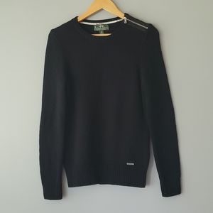 Ralph Lauren Black Long Sleeve Cotton Zip Sweater